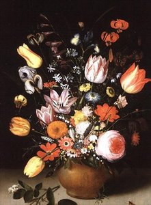 Stilleben med vårblomster på en avsats, 1615